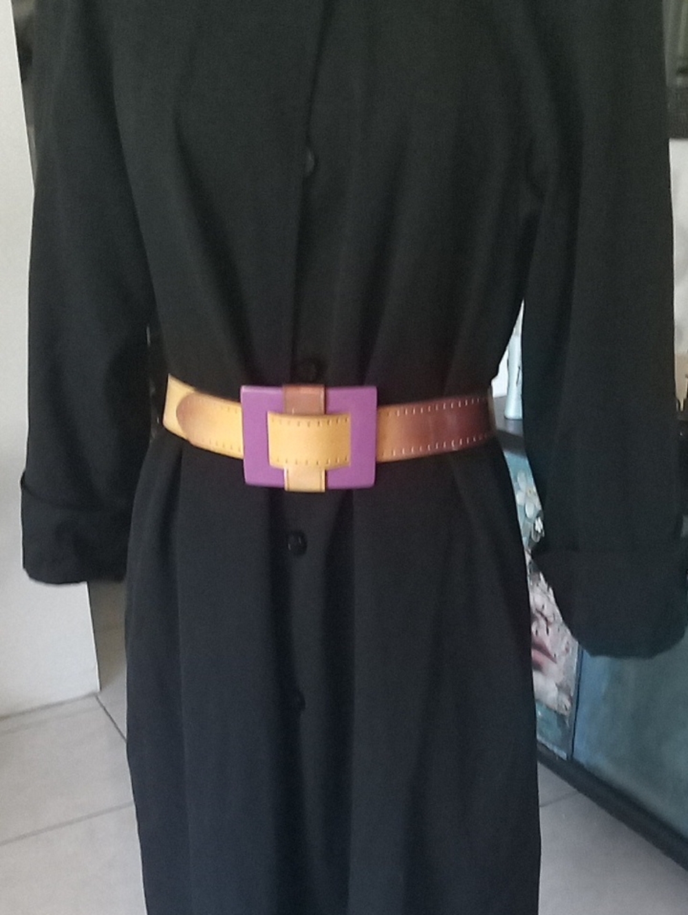 Purple and Yellow Women's Belt Couple Of Marks..Says Xl But To Me Its A Small